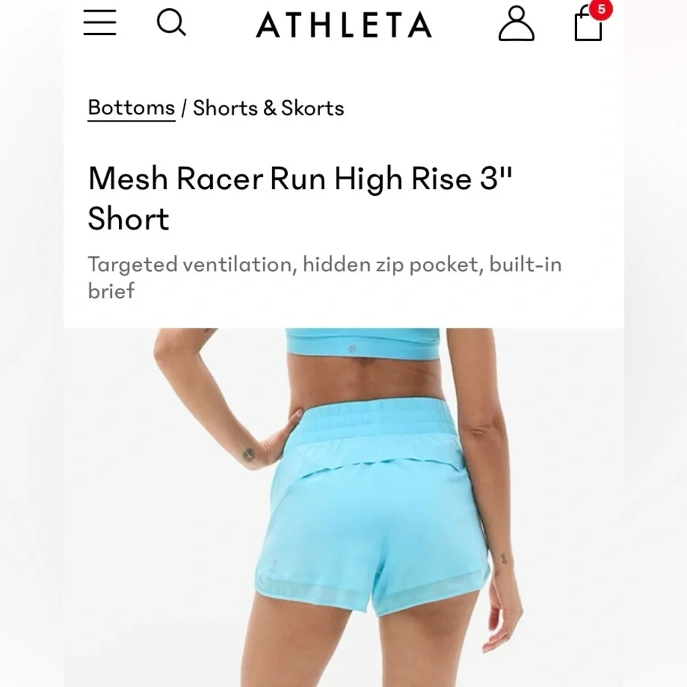 Athleta Mesh Racer Run High Rise 3" Short - Picture 3 of 7